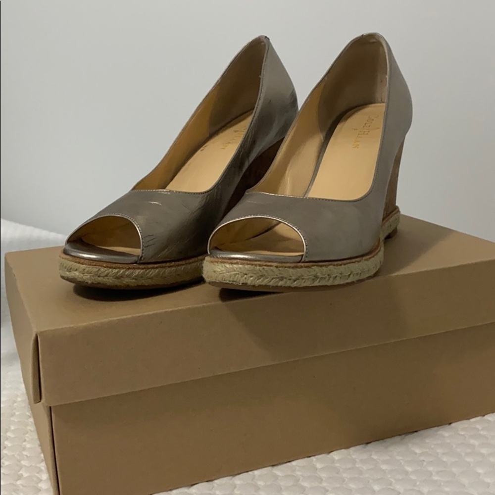 Cole Haan Silver Espadrille Heels